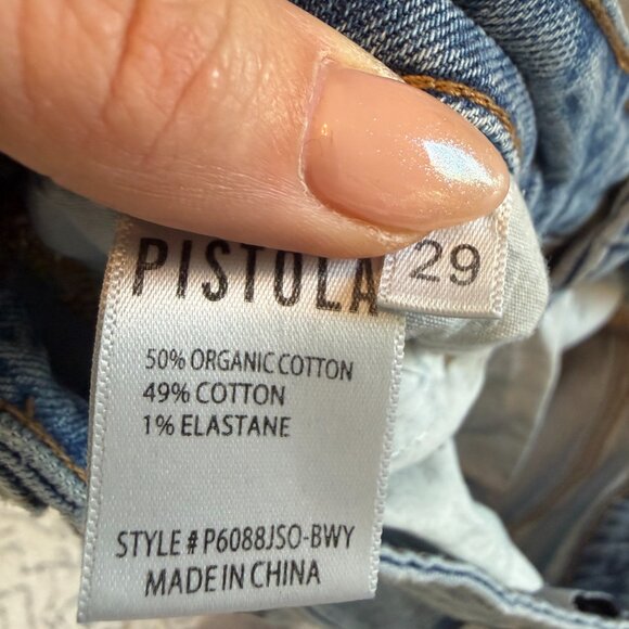 pistola | presley high rise straight leg distressed raw hem crop | size 29 - Picture 8 of 8